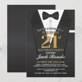 Verrassing 21e verjaardag Spy Suit Black Gold Tuxe Kaart (Voorkant / Achterkant)