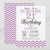 Verrassing 21e verjaardag uitnodiging Paarse Chevr (Voorkant / Achterkant)