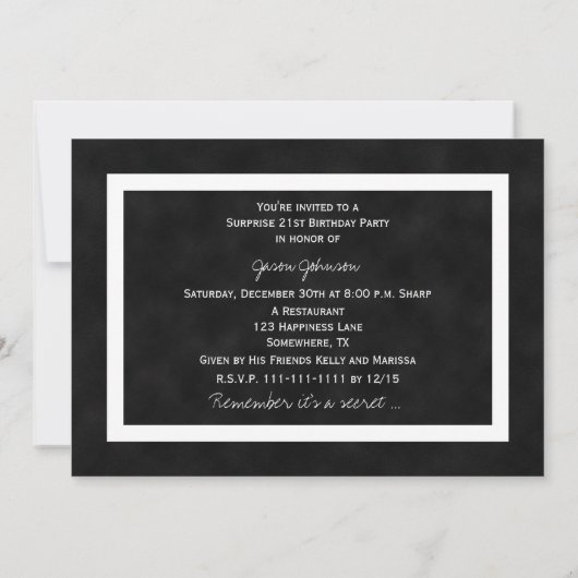 Verrassing 21e Verjaardagsfeest Uitnodiging Chalkb (Achterkant)