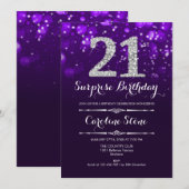 Verrassing 21ste Verjaardag - Paarse Zilver Kaart (Voorkant / Achterkant)