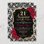 Verrassing 21ste verjaardag - Zwart Goud Rood Uitn Kaart (Voorkant / Achterkant)