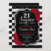 Verrassing 21ste verjaardag - Zwart Wit Rood Kaart (Voorkant / Achterkant)