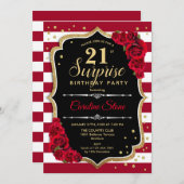Verrassing 21ste verjaardag - Zwart Wit Rood Kaart (Voorkant / Achterkant)