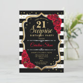 Verrassing 21ste verjaardag - Zwart Wit Rood Kaart (Staand voorkant)
