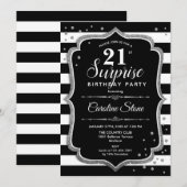 Verrassing 21ste verjaardag - Zwart Wit Zilver Kaart (Voorkant / Achterkant)