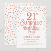 Verrassing 21ste Verjaardagsfeest - Roos Gold & Wh Kaart (Voorkant / Achterkant)
