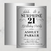 Verrassing 21ste Verjaardagsfeest - Zilver Kaart (Voorkant / Achterkant)