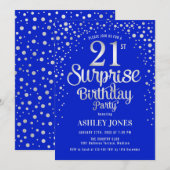 Verrassing 21ste Verjaardagsfeest - Zilver & Konin Kaart (Voorkant / Achterkant)