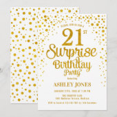 Verrassing 21ste verjaardagsfeestje - Goud & Wit Kaart (Voorkant / Achterkant)