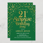 Verrassing 21ste verjaardagsfeestje - Groen & Goud Kaart (Voorkant / Achterkant)