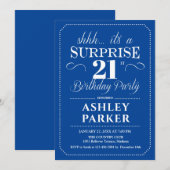 Verrassing 21ste verjaardagsfeestje - Navy White Kaart (Voorkant / Achterkant)