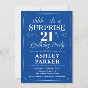 Verrassing 21ste verjaardagsfeestje - Navy White Kaart