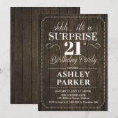 Verrassing 21ste verjaardagsfeestje - rustiek hout kaart (Voorkant / Achterkant)