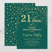 Verrassing 21ste verjaardagsfeestje - Smaragd Groe Kaart (Voorkant / Achterkant)