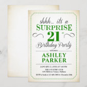 Verrassing 21ste verjaardagsfeestje - Wit Groen Kaart (Voorkant / Achterkant)