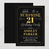 Verrassing 21ste verjaardagsfeestje - Zwart Goud Kaart (Voorkant / Achterkant)