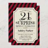 Verrassing 21ste verjaardagsfeestje - zwarte rode  kaart (Voorkant / Achterkant)