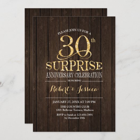 Verrassing 30e bruiloft Jubileum Kaart (Voorkant / Achterkant)