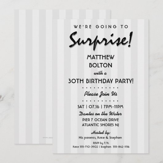 VERRASSING! 30e of een uitnodiging voor een verjaa (Voorkant / Achterkant)