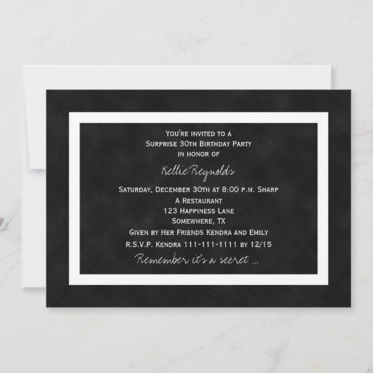 Verrassing 30e Verjaardag Feest Uitnodiging Chalkb (Achterkant)