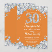Verrassing 30e verjaardag Sinaasappel en zilveren  Kaart (Voorkant / Achterkant)