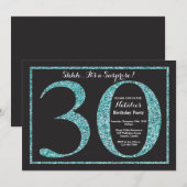 Verrassing 30e verjaardag uitnodiging Blauwgroen g (Voorkant / Achterkant)