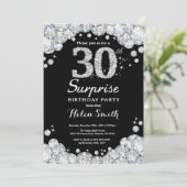 Verrassing 30e verjaardag uitnodiging Zilveren Dia (Staand voorkant)