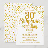 Verrassing 30e Verjaardagsfeest - Goud & Wit Kaart (Voorkant / Achterkant)