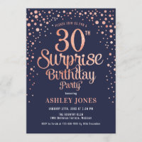 Verrassing 30e Verjaardagsfeest - Navy & Roos Gold