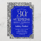 Verrassing 30e Verjaardagsfeest - Silver Royal Blu Kaart (Voorkant / Achterkant)