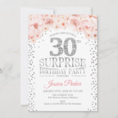 Verrassing 30e Verjaardagsfeest - Wit Zilver Roze Kaart (Voorkant)