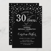 Verrassing 30e Verjaardagsfeest - Zwart Zilver Kaart (Voorkant / Achterkant)