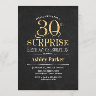 Verrassing 30e verjaardagsfeestje - Goud Zwart Kaart