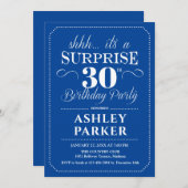 Verrassing 30e verjaardagsfeestje - Navy White Kaart (Voorkant / Achterkant)