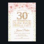 Verrassing 30e verjaardagsfeestje - Wit Goud Roze Kaart<br><div class="desc">Verrassing 30e verjaardag feestuitnodiging. Elegant design in faux glitter goud,  wit en roze. Beschikt over confetti,  script lettertype en waterverf blush roze bloemen. Stuur me een bericht als je verder moet worden aangepast.</div>