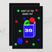 Verrassing 30e Verjaardagspartij Uitnodiging SECRE (Voorkant / Achterkant)