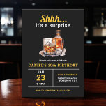 Verrassing 30e Whiskey Bourbon verjaardagsfeest Kaart<br><div class="desc">Hef een glas op om in stijl te vieren met deze Adult Whiskey Bourbon Birthday Party Invitation. Met een rustiek maar verfijnd ontwerp geïnspireerd door klassieke whiskylabels, is deze uitnodiging perfect voor liefhebbers van fijne geesten. Met gedurfde typografie en rijke, aardse tinten, het zet de stemming voor een nacht van...</div>