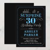 Verrassing 30ste verjaardagsfeestje - Zwart Blauw Kaart (Voorkant / Achterkant)