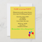 Verrassing 40e verjaardag ballonnen uitnodigingen (Achterkant)