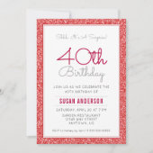 Verrassing 40e verjaardag Faux rode glitter Kaart (Voorkant)