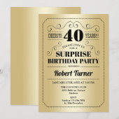 Verrassing 40e verjaardag - Goud Zwart Kaart (Voorkant / Achterkant)