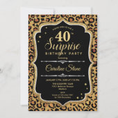 Verrassing 40e verjaardag - Leopard Zwart Goud Kaart (Voorkant)