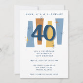 Verrassing 40e verjaardag Midcentury Modern Blue Kaart (Voorkant)