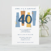 Verrassing 40e verjaardag Midcentury Modern Blue Kaart (Staand voorkant)