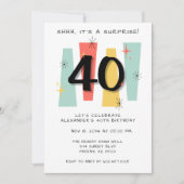 Verrassing 40e verjaardag Retro Midcentury Modern Kaart (Voorkant)