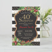 Verrassing 40e verjaardag Uitnodiging Kerst Goud (Staand voorkant)