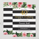 Verrassing 40e verjaardag uitnodiging vrouwen Bloe (Voorkant / Achterkant)