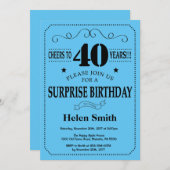 Verrassing 40e verjaardag uitnodiging zwart en bla (Voorkant / Achterkant)