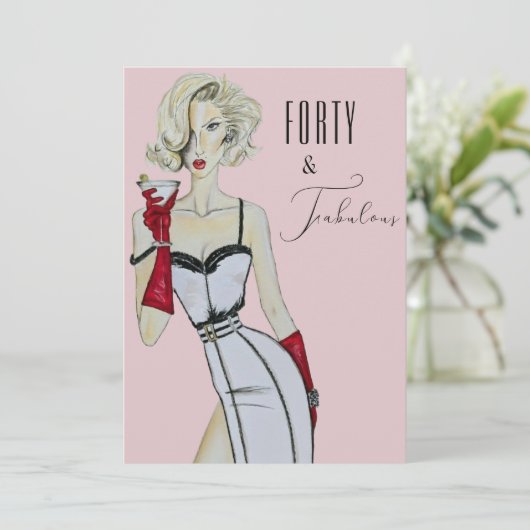 Verrassing 40e verjaardag Veertig en Fabulous Pin  Kaart (Staand voorkant)