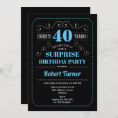 Verrassing 40e verjaardag - Zwart Blauw Kaart (Voorkant / Achterkant)